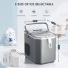 Countertop Ice MakerPortable Ice Machine with Carry HandleSelf-CleaningBasket and Scoop9 Cubes in 6 Mins26.5lbs/24Hrs2 Sizes of Bullet Icefor HomeKitchenPartyGrey - Image 4