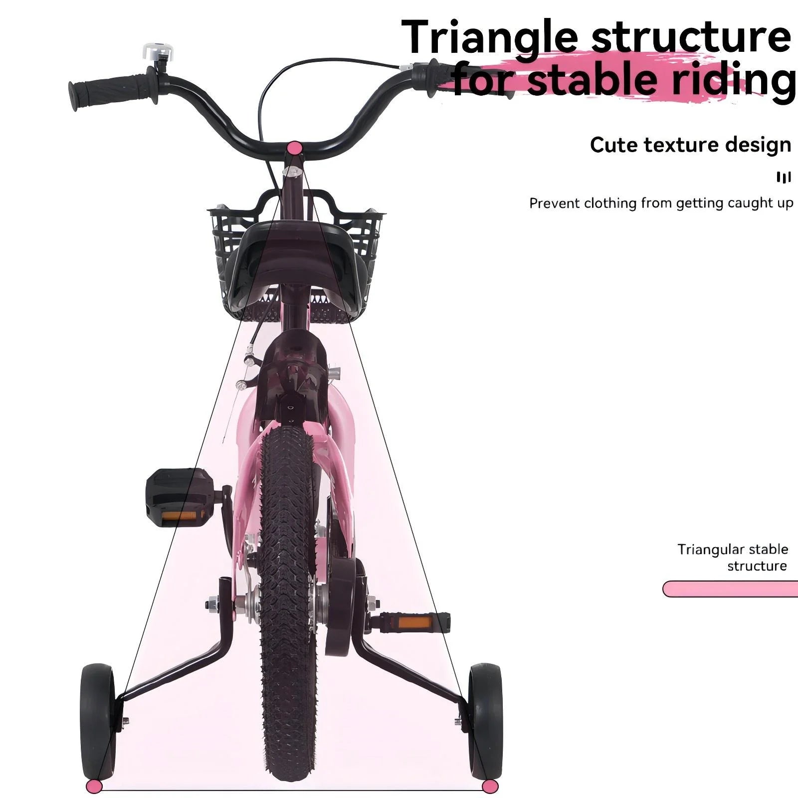 Baprem 18" Girls Bike for 5-9 Years Old Kids, Cute Kids Bike with Training Wheels, Steel Frame Sporty Children Bicycle, Pink - Image 9