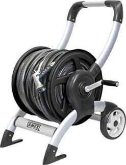 The Ames Company P-Aluminum Hose Reel Cart- Silver 200 Ft