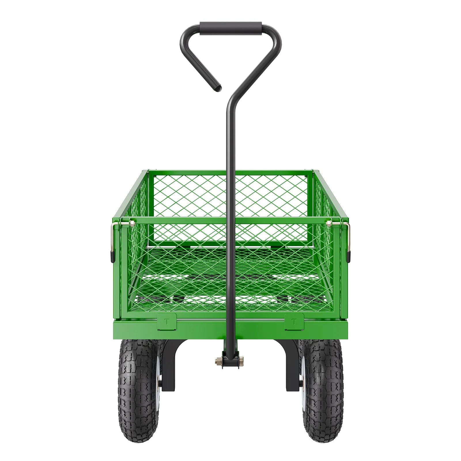 KFFKFF Mesh Steel Garden Cart 900 Lbs, 38 x 22 " Heavy Duty Utility Wagon Cart, Metal Garden Trolley with 10" Wheels, Removable Mesh Sides, 180 Swiveling Handle (Green) - Image 4