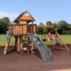 Backyard Discovery Canyon Creek Cedar Wood Swing Set with Wave Slide, Clubhouse, Play Kitchen, Picnic Area, Belt Swings, Web Swing, Rock Wall, Balconies, Playhouse, Step Ladder, Outdoor Playset - Image 4