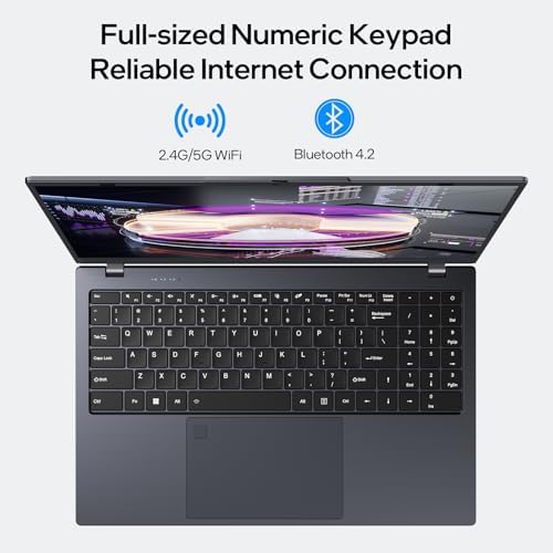 15.6-inch Windows 11 Laptop, 16GB RAM, 512GB SSD, FHD IPS Display Laptop Computer, Intel N5095 Quad Core, 2.4/5G WiFi, BT4.2 Backlit and Fingerprint, Lightweight and Portable - Image 6