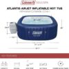 4 to 6 Person Inflatable Hot Tub Square Portable Outdoor Spa with 114 Soothing AirJets and Insulated Cover, Gray-Coleman - Image 12