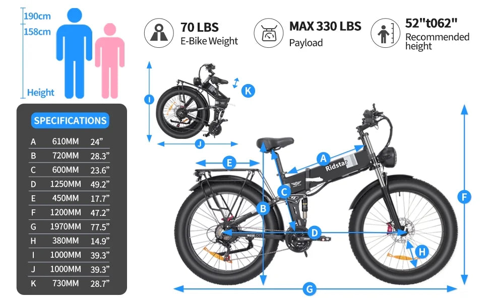 Eletric Bike for Adults 750W Motor 48V 20Ah Removable Battery 26?? Fat Tire Folding E-Bike Shimano 21-Speed MTB Cycling UL2849 - Image 8