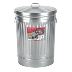Behrens Galvanized Steel Trash Can with Lid, Silver, 31 gal