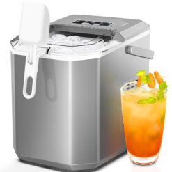 Alternative view of Countertop Ice MakerPortable Ice Machine with Carry HandleSelf-CleaningBasket and Scoop9 Cubes in 6 Mins26.5lbs/24Hrs2 Sizes of Bullet Icefor HomeKitchenPartyGrey