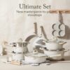 Carote 21-Piece Nonstick Cookware Set, Eco-Friendly Granite, Induction Compatible, Beige - Image 3