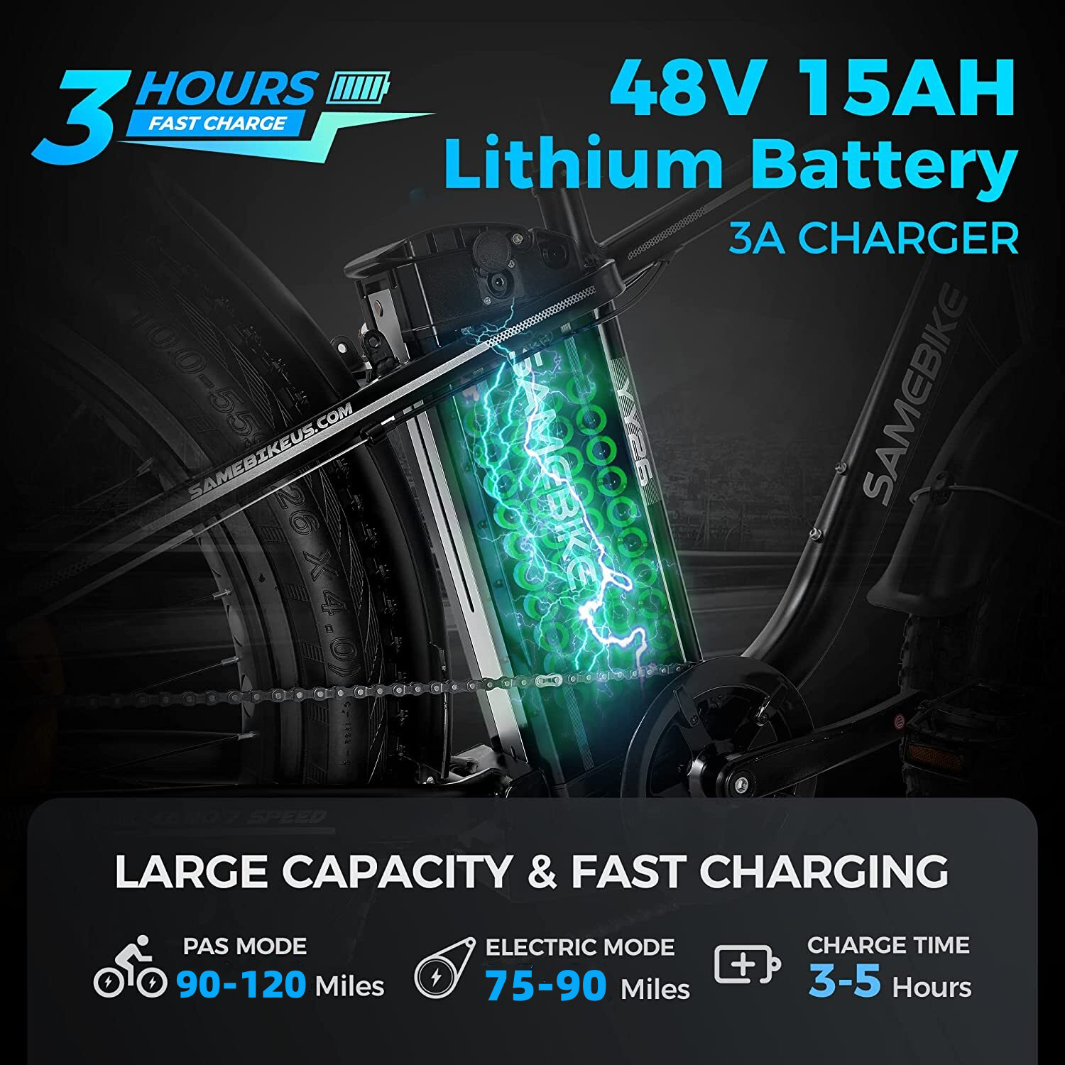 750W Electric Mountain Bike - 48V/15Ah Battery, Dual Disc Brakes, Shimano 7-Speed, Black - Image 6