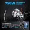 750W Electric Mountain Bike - 48V/15Ah Battery, Dual Disc Brakes, Shimano 7-Speed, Black - Image 5