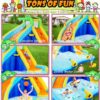 Inflatable Water Slides for Kids 8-in-1 Bounce House Water Park with 450W Blower Climbing Wall, Splash Pool, 2 Water Cannons, Basketball Hoop, Water Slide, Crocodile Sprinkler for Gift Backyard Party - Image 12