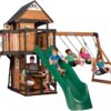 Backyard Discovery Canyon Creek Cedar Wood Swing Set with Wave Slide, Clubhouse, Play Kitchen, Picnic Area, Belt Swings, Web Swing, Rock Wall, Balconies, Playhouse, Step Ladder, Outdoor Playset - Image 5