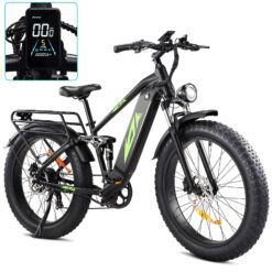 Alternative view of Electric Bike for Adults 1000W, 48V 17.5AH Battery Adult Electric Bicycles, 26 Fat Tire Full Suspension Ebike, 28MPH Mountain Beach E Bike, 7 Speed, 60Miles Range, UL Certified