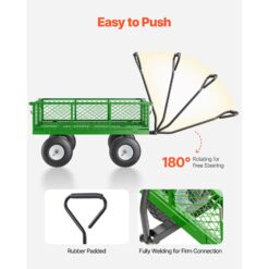 Alternative view of KFFKFF Mesh Steel Garden Cart 900 Lbs, 38 x 22 " Heavy Duty Utility Wagon Cart, Metal Garden Trolley with 10" Wheels, Removable Mesh Sides, 180 Swiveling Handle (Green)
