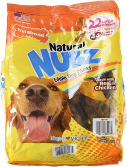 Nylabone Natural Nubz Edible Dog Chews, 22 Count, Dental Health, 2-Pack, 5.2 lb Total