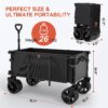Navatiee Collapsible Folding Wagon Beach Wagon Cart Heavy Duty Foldable with Big Wheels Utility Grocery Wagon with Side Pocket and Brakes for Camping Garden Sports T1 - Image 6