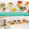 34pcs Glass Food Storage Containers with Lids Set, Airtight Meal Prep Containers (17 Containers & 17 Lids), Grey - Image 2