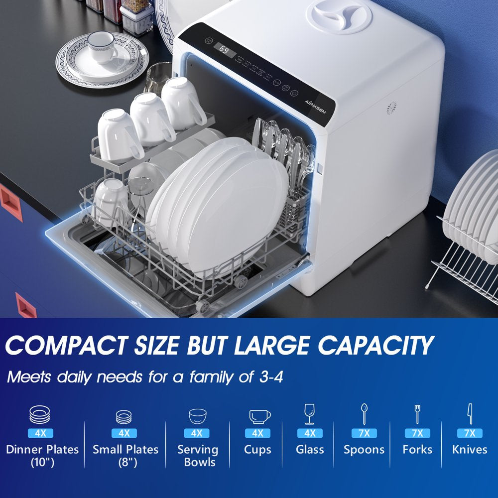 Portable Countertop Dishwasher with 5-Liter Built-In Water Tank and Air-Dry Function 5 Washing Programs - Image 8
