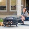 SUNCREAT 42” Patio Fire Pit Wood Burning with Mesh Spark Screen, Bonfire Outdoor firepit with Fireplace Poker, Black - Image 22