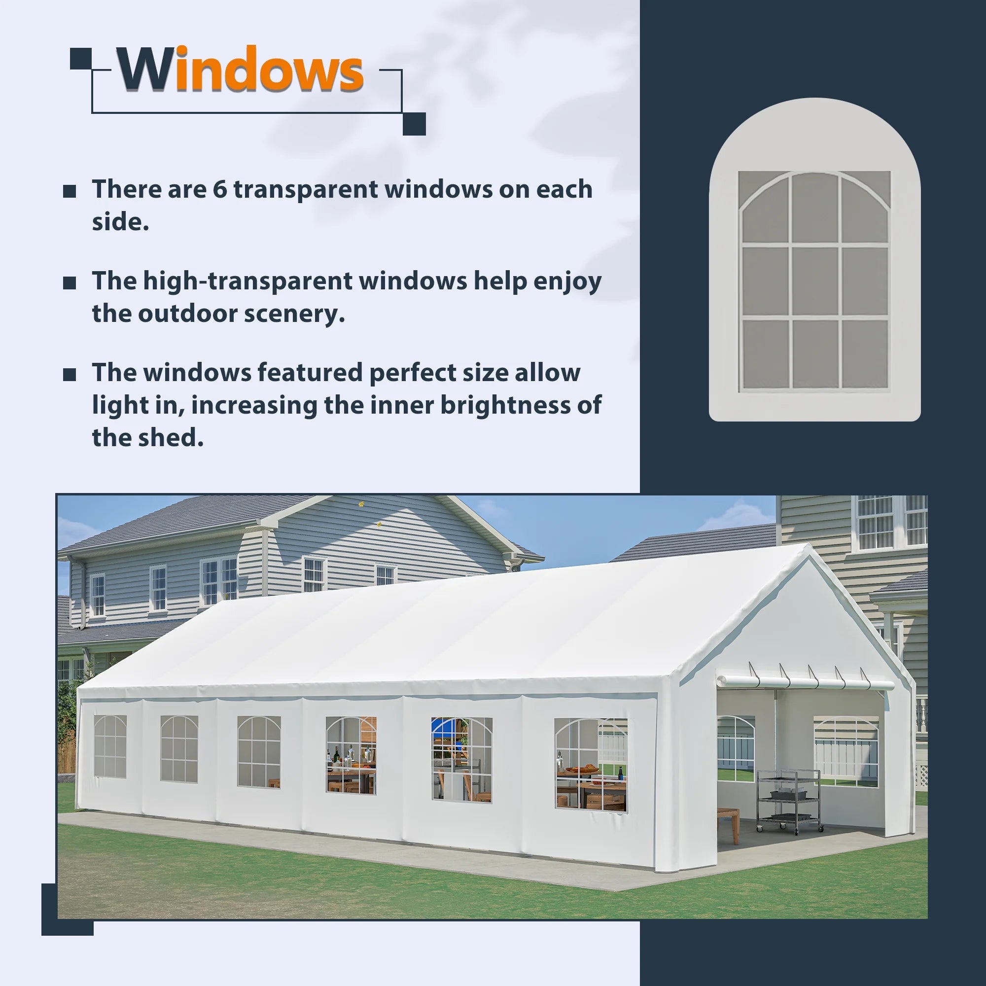20x40 FT Heavy-Duty Party Tent with 3 Storage Bags - Large Waterproof Wedding Event Shelter for Removable Sidewalls & Zipper Door - Outdoor Commercial Tent for Parties Carport Camping BBQ Garden - Image 5