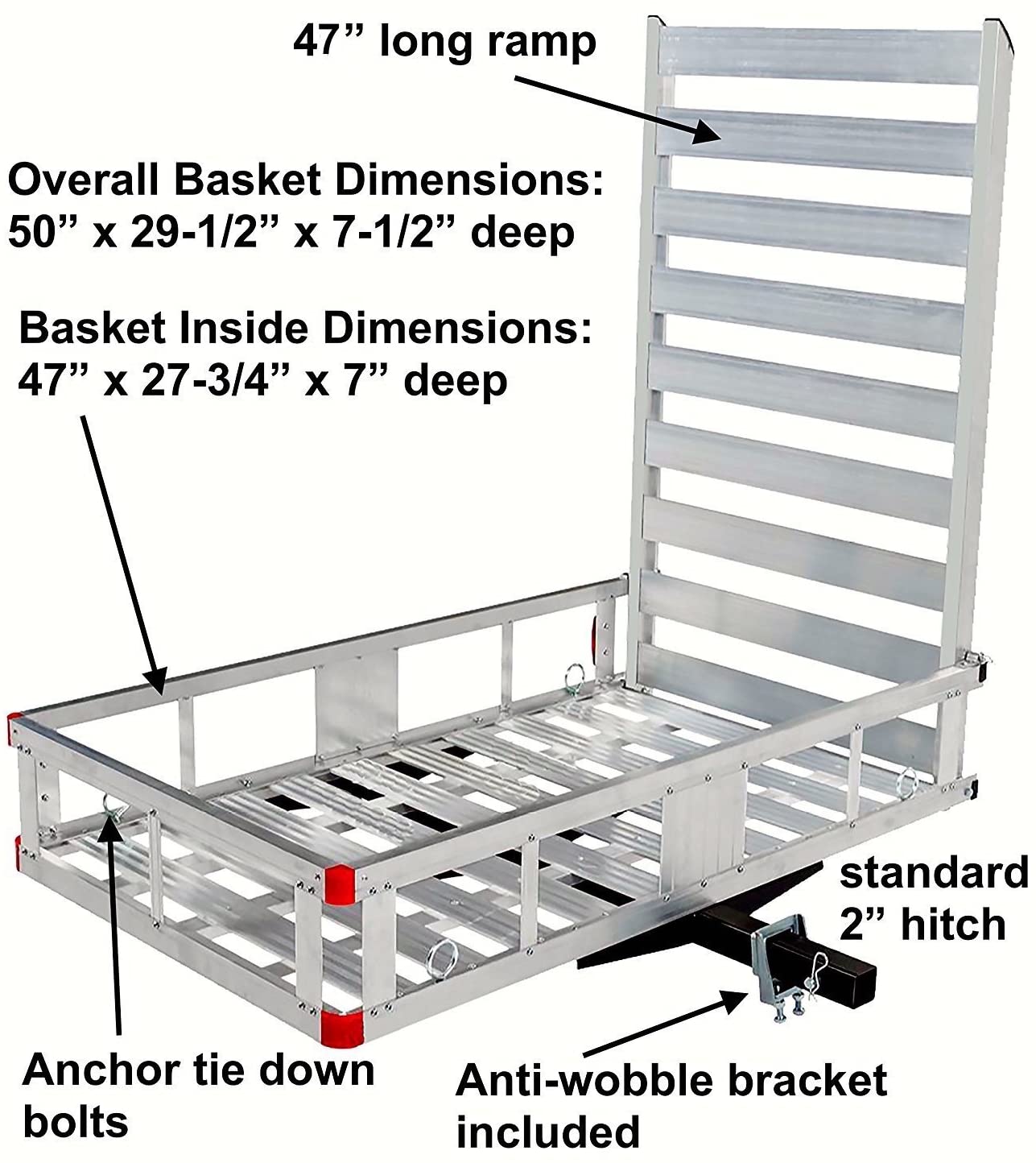 80779 Aluminum Hitch Mount Cargo Carrier with 47′′ Long Ramp, 1 Pack - Image 2