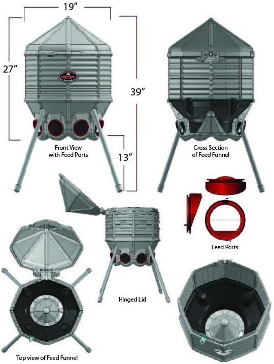 80lb Poultry Feeder, Adjustable Height, UV Stable, Weather Resistant, 8 Ports, Made in USA - Image 9