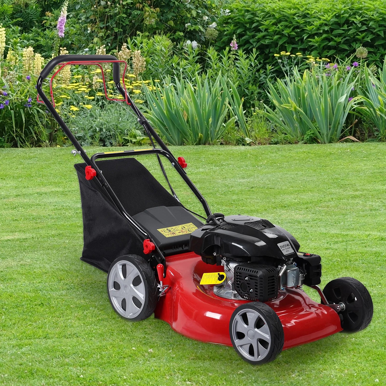 Lawn Mower, Self Propelled Lawn Mower, 141cc Gas Engine Lawn Mower, Push Lawn Mower with 50L Grass Tank, Big Wheels - Image 5