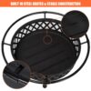 SUNCREAT 42” Patio Fire Pit Wood Burning with Mesh Spark Screen, Bonfire Outdoor firepit with Fireplace Poker, Black - Image 24