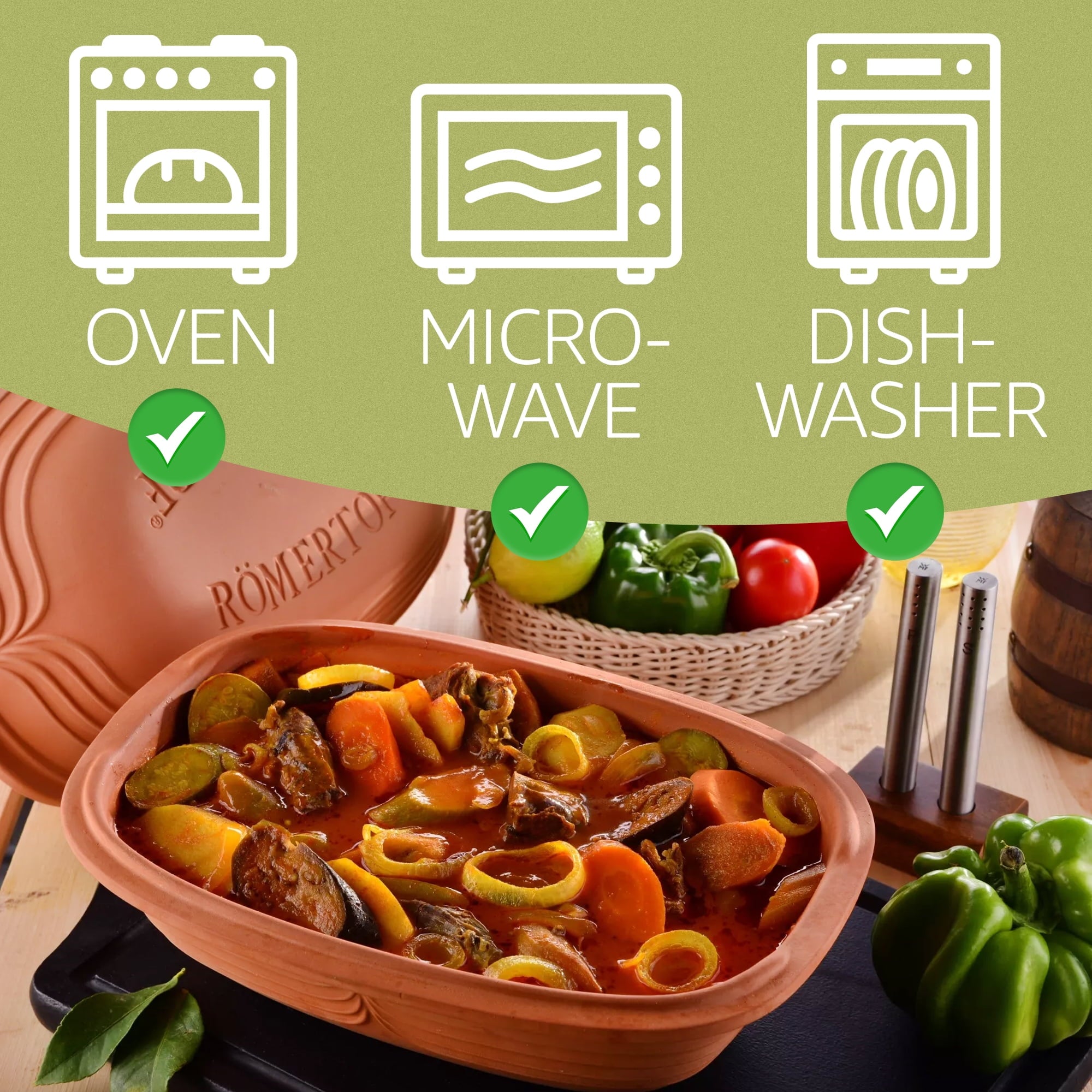 Romertopf Clay Roaster | Non-Stick Dutch Oven | Healthy Clay Pot Cooking | Clay Baker | Versatile Cooking Vessel - 5.2 Quarts (5 Liters) for up to 6 people - Image 4