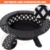 SUNCREAT 42” Patio Fire Pit Wood Burning with Mesh Spark Screen, Bonfire Outdoor firepit with Fireplace Poker, Black - Image 38
