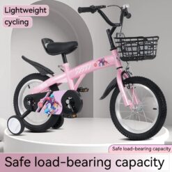 Alternative view of Baprem 18" Girls Bike for 5-9 Years Old Kids, Cute Kids Bike with Training Wheels, Steel Frame Sporty Children Bicycle, Pink