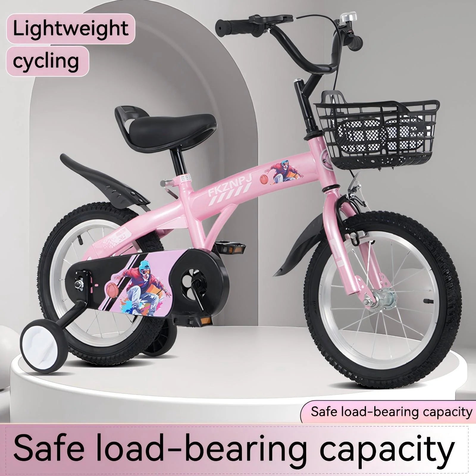 Baprem 18" Girls Bike for 5-9 Years Old Kids, Cute Kids Bike with Training Wheels, Steel Frame Sporty Children Bicycle, Pink - Image 2