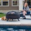 SUNCREAT 42” Patio Fire Pit Wood Burning with Mesh Spark Screen, Bonfire Outdoor firepit with Fireplace Poker, Black - Image 8