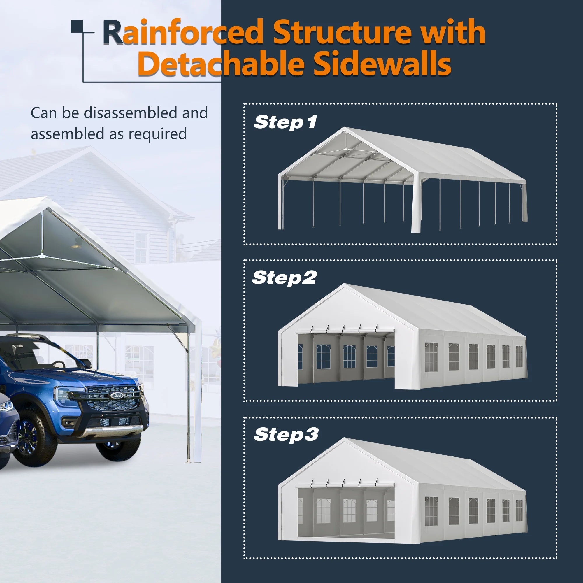 20x40 FT Heavy-Duty Party Tent with 3 Storage Bags - Large Waterproof Wedding Event Shelter for Removable Sidewalls & Zipper Door - Outdoor Commercial Tent for Parties Carport Camping BBQ Garden - Image 6