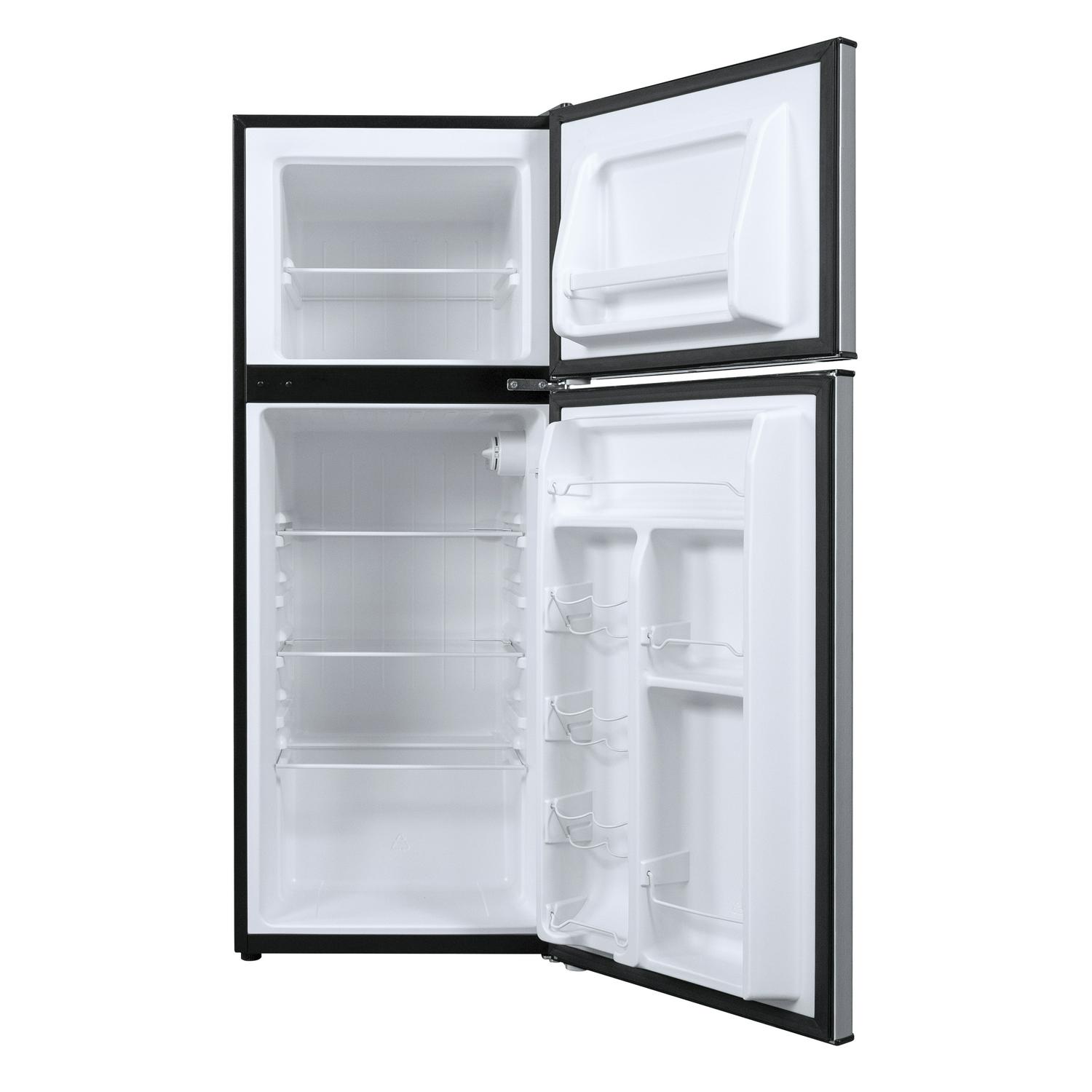 Galanz 4.6. Cu ft Two Door Mini Refrigerator with Freezer, Stainless Steel - Image 3