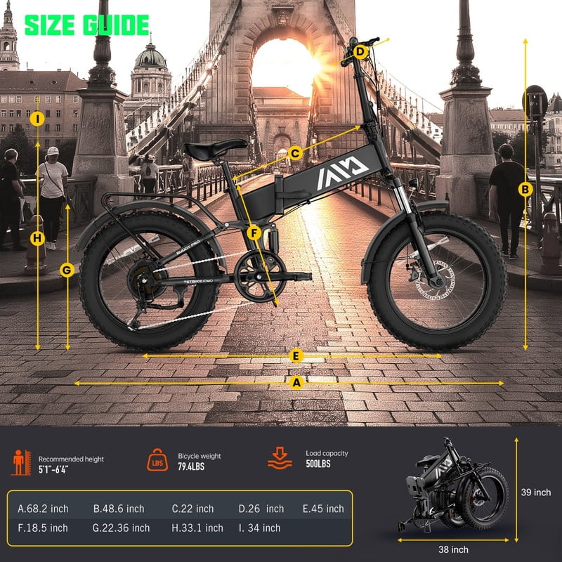 TST Electric Bike 4.0 Fat Tire Foldable Ebike 48V 13Ah Battery 750W Electric Commuter Bicycle with LCD 20" One-Step Folding Electric City Bike for Men Women Black - Image 4