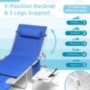 3-in-1 Outdoor Sun Tanning Lounge Chair with Face Hole 5-Position Recliner, Folding Side Table & Removable Pillow, 330lbs Capacity, Blue - Image 5