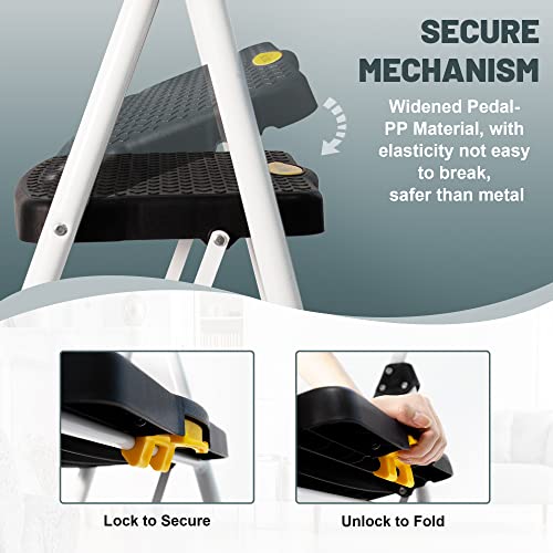 SocTone 3 Step Ladder, Folding Step Stool for Adults with Handle, Lightweight - Image 5