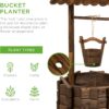 Best Choice Products Rustic Wooden Wishing Well Planter Outdoor Home Décor for Patio, Garden, Yard w/Hanging Bucket - Image 3