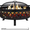 SUNCREAT 42” Patio Fire Pit Wood Burning with Mesh Spark Screen, Bonfire Outdoor firepit with Fireplace Poker, Black - Image 21