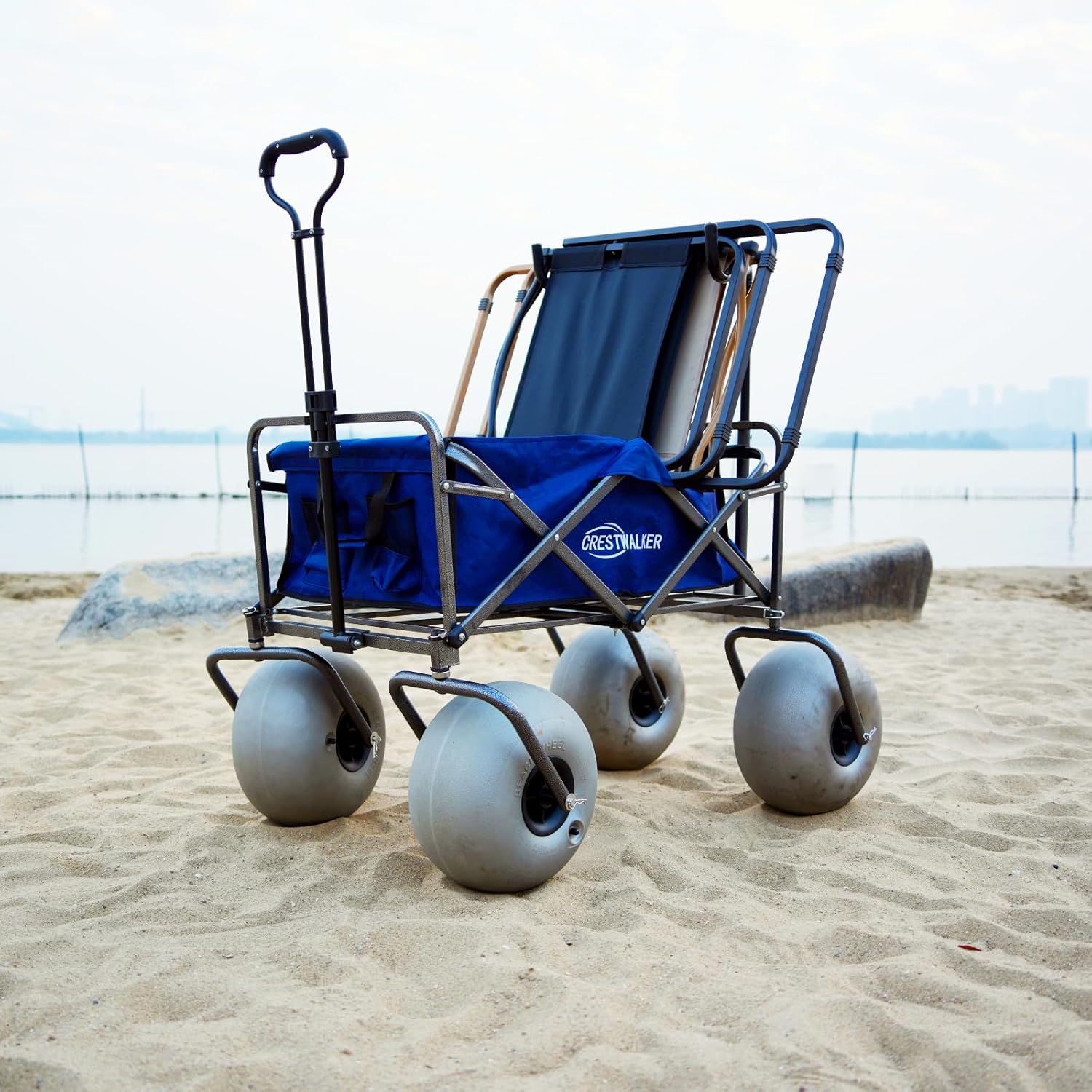 Beach Cart with 13" Balloon Wheels, Chair Racks & Pump Included - Image 4