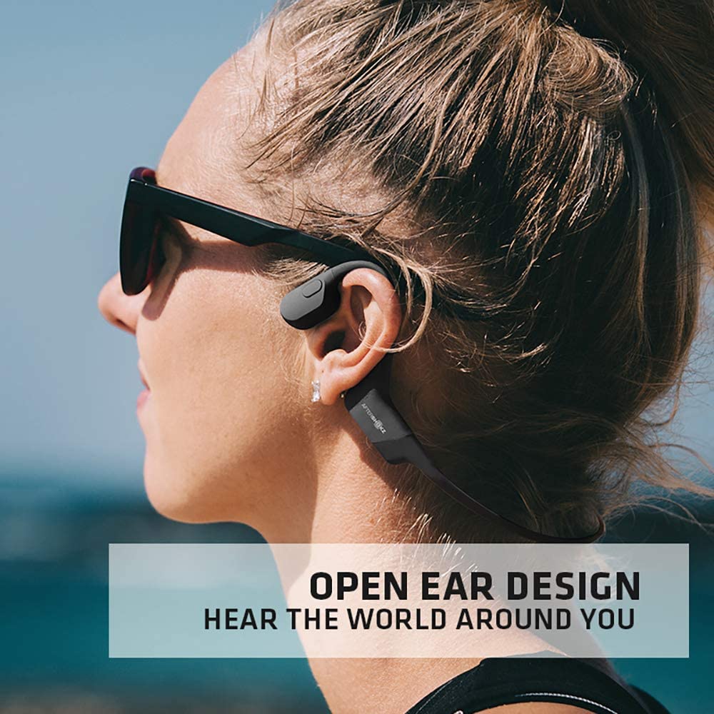 AfterShokz Aeropex Open-Ear Wireless Bone Conduction Headphones with Sport Belt Cosmic Black 2.3 - Image 4