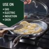 HexClad 6 Piece Hybrid Stainless Steel Cookware Pan Set 8 inch 10 inch 12 inch with Glass Lids Size: One size Black - Image 7