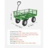 KFFKFF Mesh Steel Garden Cart 900 Lbs, 38 x 22 " Heavy Duty Utility Wagon Cart, Metal Garden Trolley with 10" Wheels, Removable Mesh Sides, 180 Swiveling Handle (Green) - Image 9