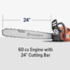 460 Rancher Gas Powered Chainsaw, 60.3-cc 3.6-HP, 2-Cycle X-Torq Engine, 24 Inch Chainsaw with Automatic Adjustable Oil Pump, For Wood Cutting, Tree Trimming and Land Clearing - Image 2