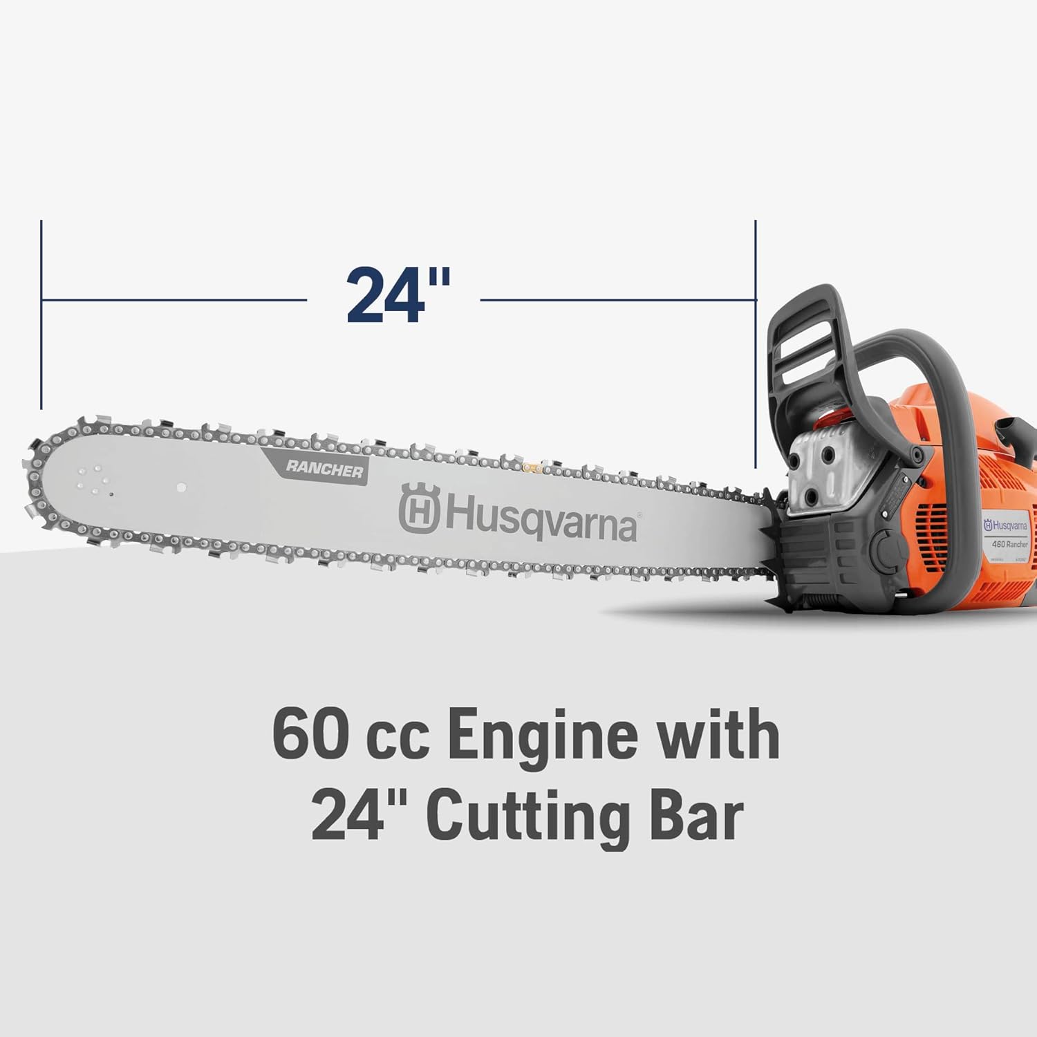 460 Rancher Gas Powered Chainsaw, 60.3-cc 3.6-HP, 2-Cycle X-Torq Engine, 24 Inch Chainsaw with Automatic Adjustable Oil Pump, For Wood Cutting, Tree Trimming and Land Clearing - Image 2