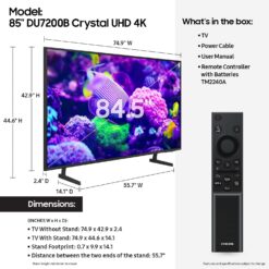 Alternative view of Samsung 85′′ DU7200B Crystal UHD 4K Smart TV with HDR, Motion Xcelerator, and Object Tracking Sound Lite