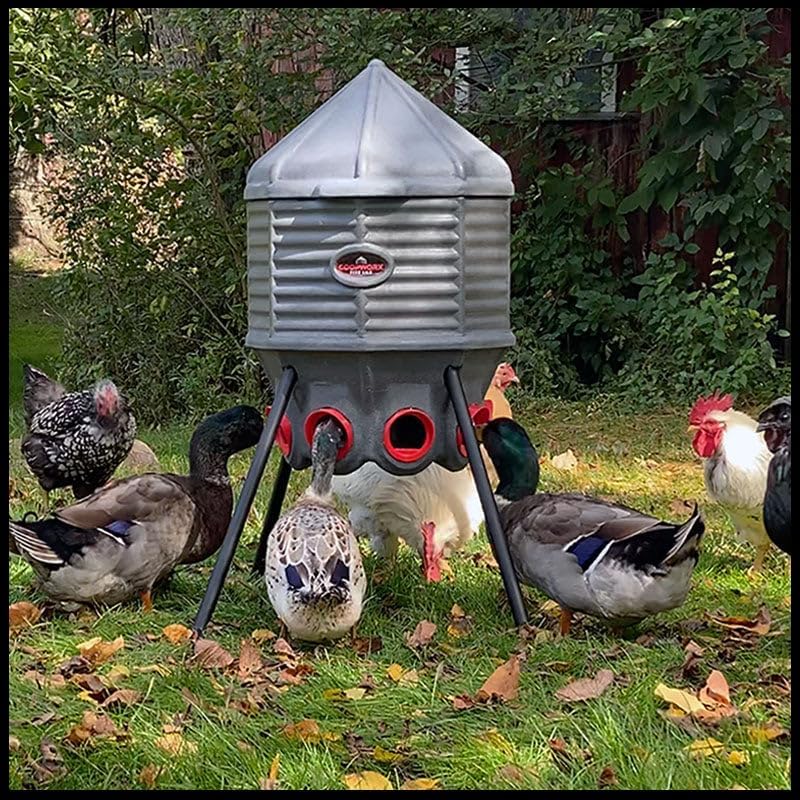 80lb Poultry Feeder, Adjustable Height, UV Stable, Weather Resistant, 8 Ports, Made in USA - Image 5