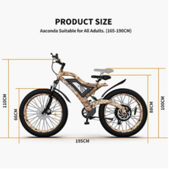 Alternative view of Aostirmotor 1500W Electric Mountain Bike, 26" Fat Tires, 48V 15Ah Battery, Aluminum Frame, Disc Brakes, Shimano 7-Speed, Suitable for Adults