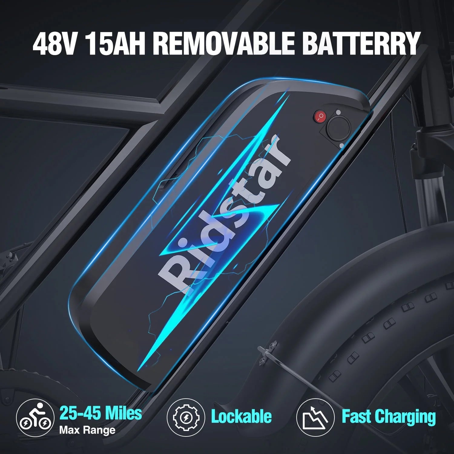 Electric Bike for Adults750W 30-70Miles 48V 15AH Removable Battery Ebike 20" x 4.0 Fat Tire Beach Commuting E-Bike 2 Seater W/Fork Suspension UL2849 - Image 5