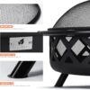 SUNCREAT 42” Patio Fire Pit Wood Burning with Mesh Spark Screen, Bonfire Outdoor firepit with Fireplace Poker, Black - Image 30